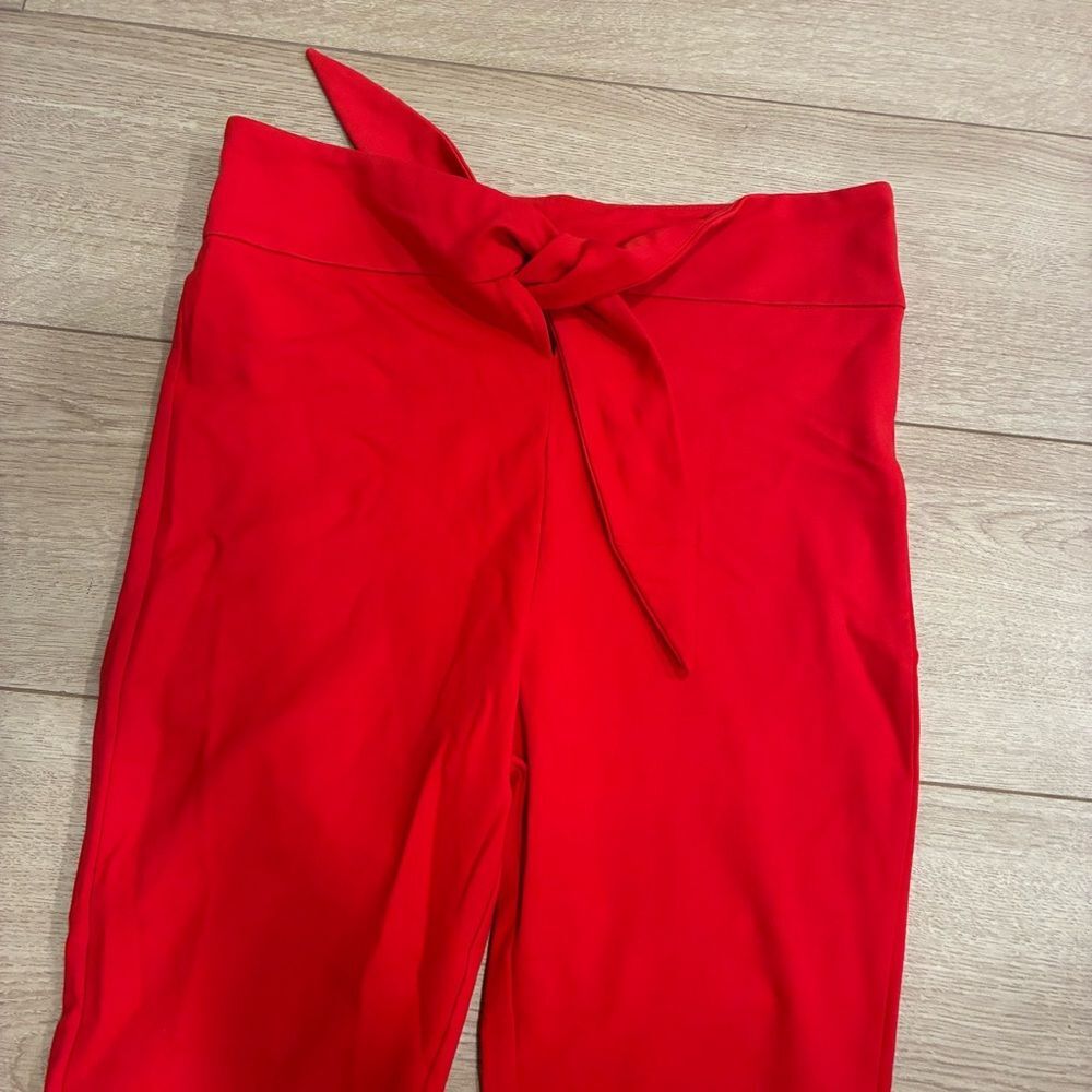 LPA Women’s High Waisted Tie Front Skinny Ankle Pant Red Size L
